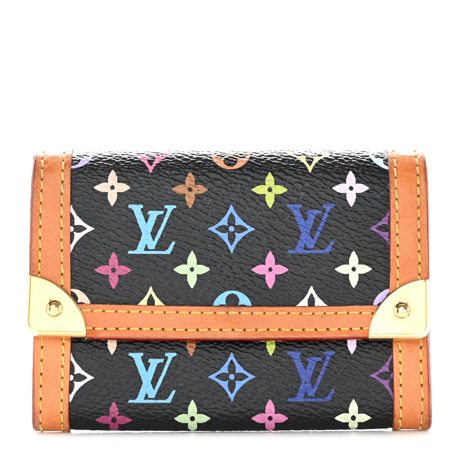 Louis Vuitton Monogram Multicolor Porte-Monnaie Plat Coin Purse Black 1 of 13