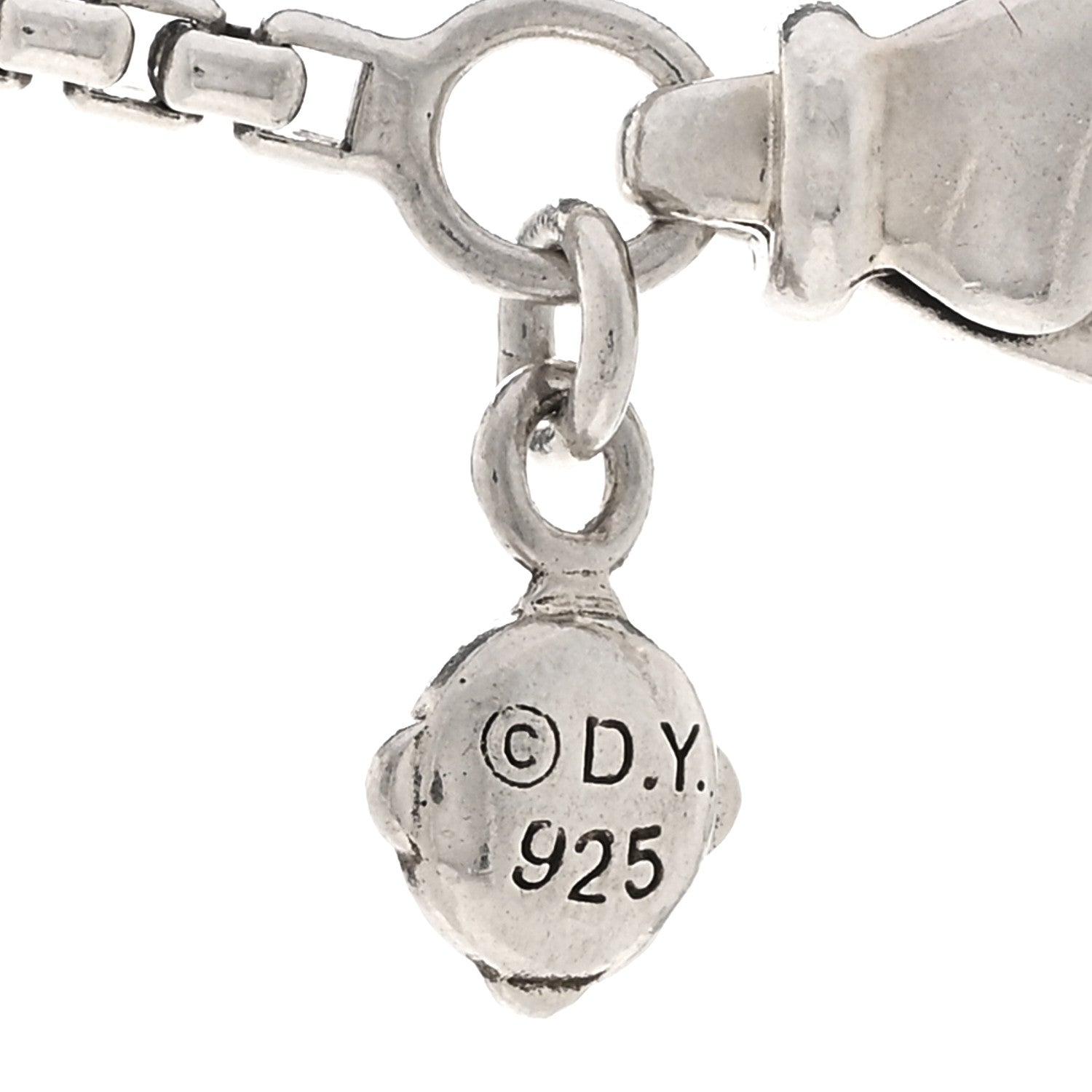 David Yurman Sterling Silver Diamond Belmont Curb Link Pendant Necklace 4 of 4