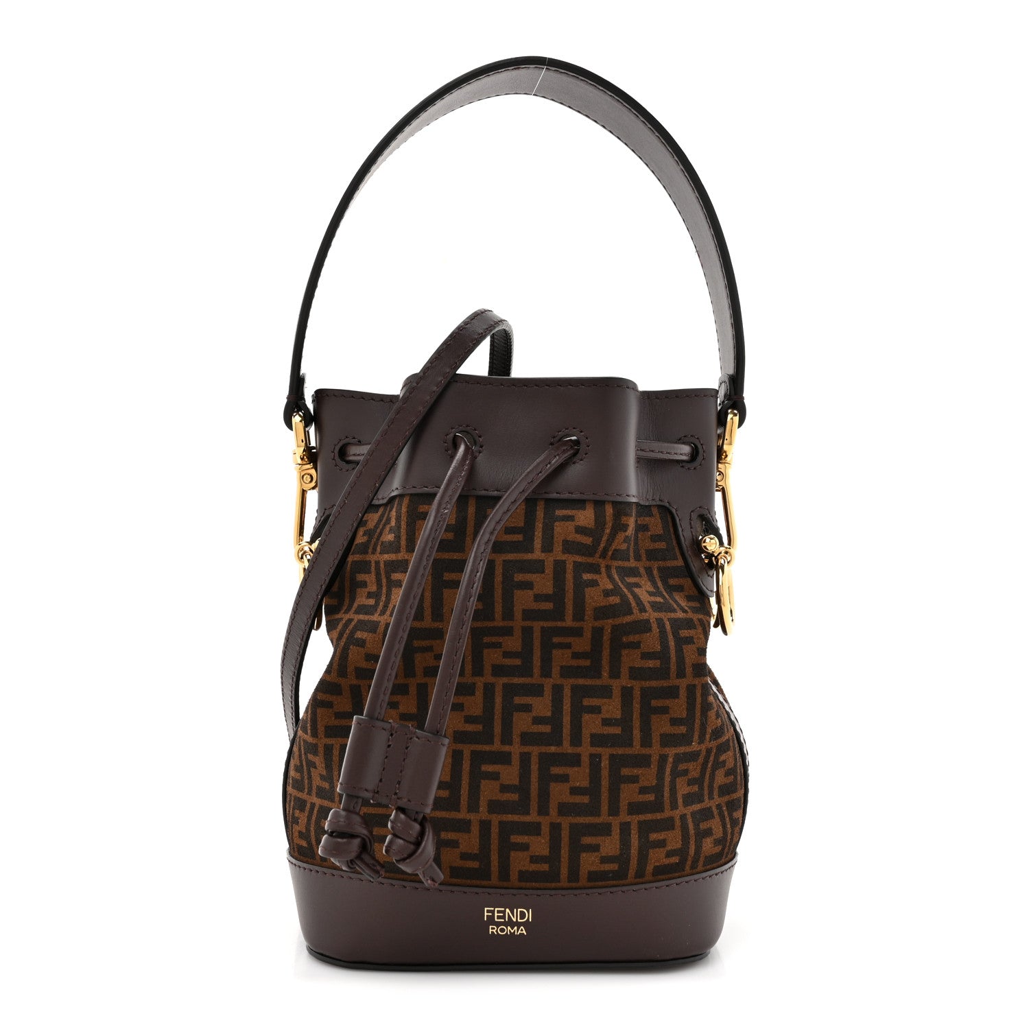 Fendi Suede Vitello King F is Fendi Micro FF Mini Mon Tresor Bucket Bag Sigaro Marrone Ebano 1 of 10