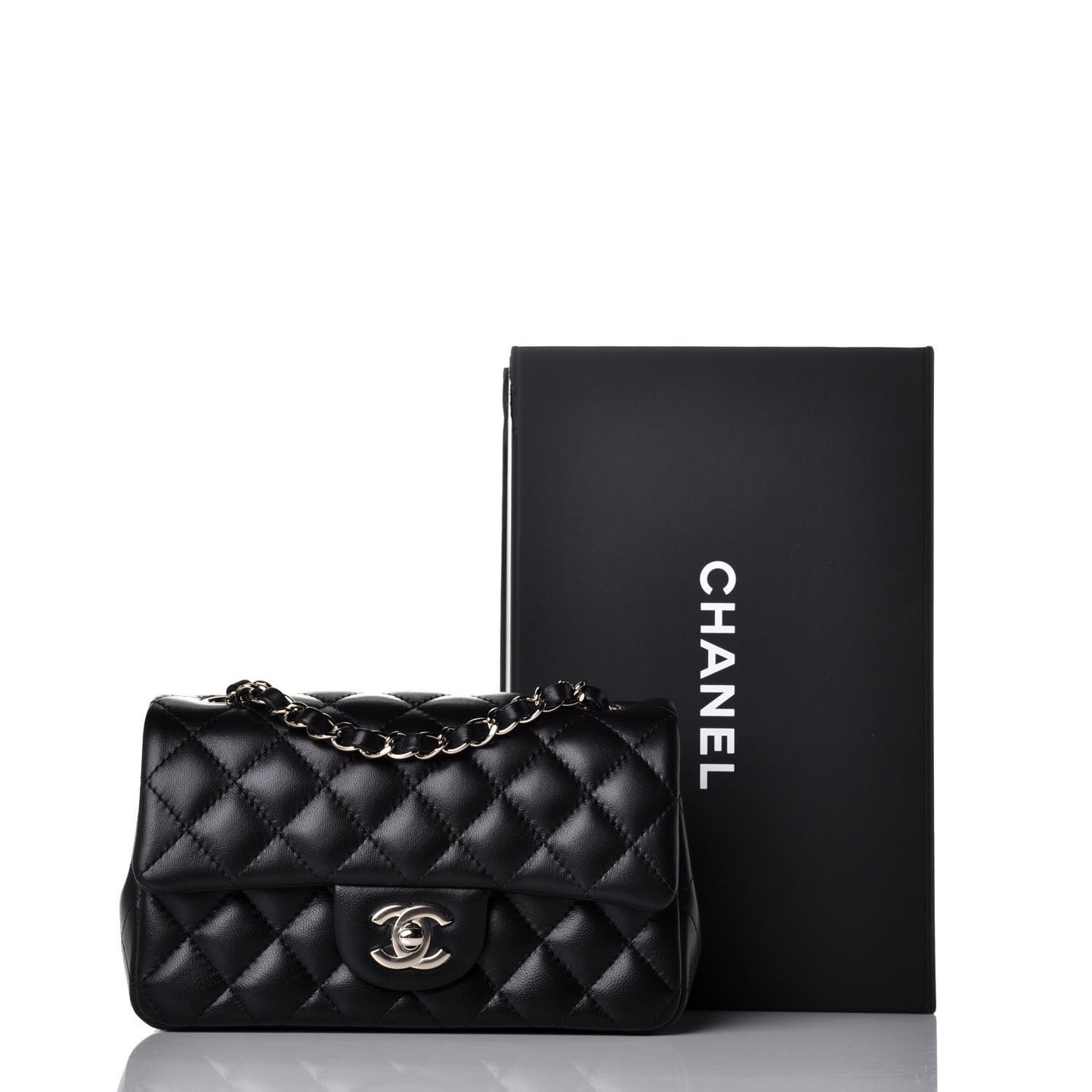 Lambskin Quilted Mini Rectangular Flap Black
