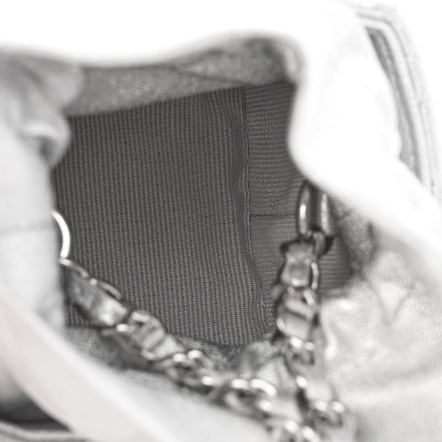 Chanel Metallic Caviar Quilted Mini Drawstring Bucket Bag Silver 5 of 11