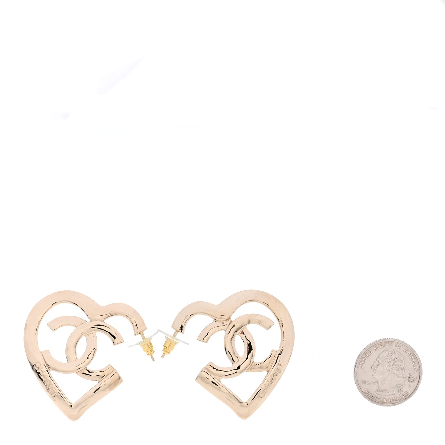 Metal CC Heart Coco In Love Hoop Earrings Gold