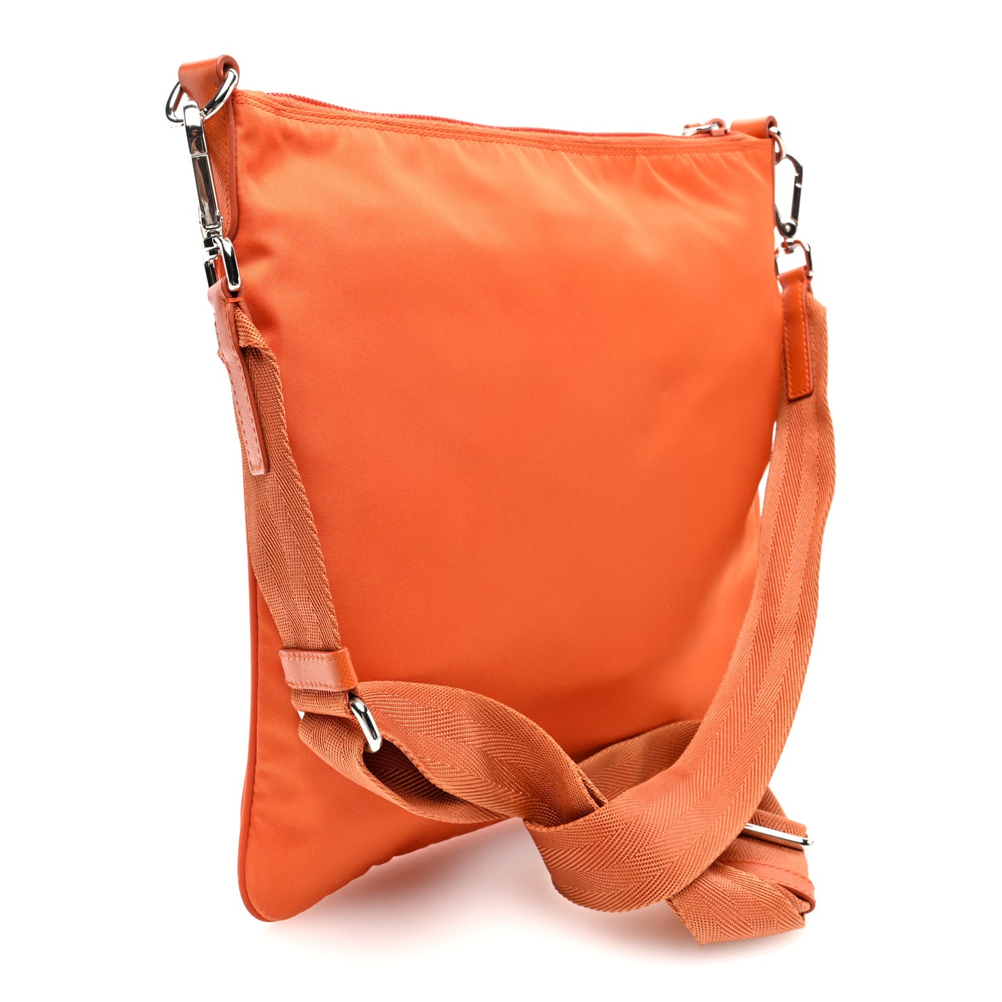 Tessuto Nylon Saffiano Flat Messenger Bag Papaya