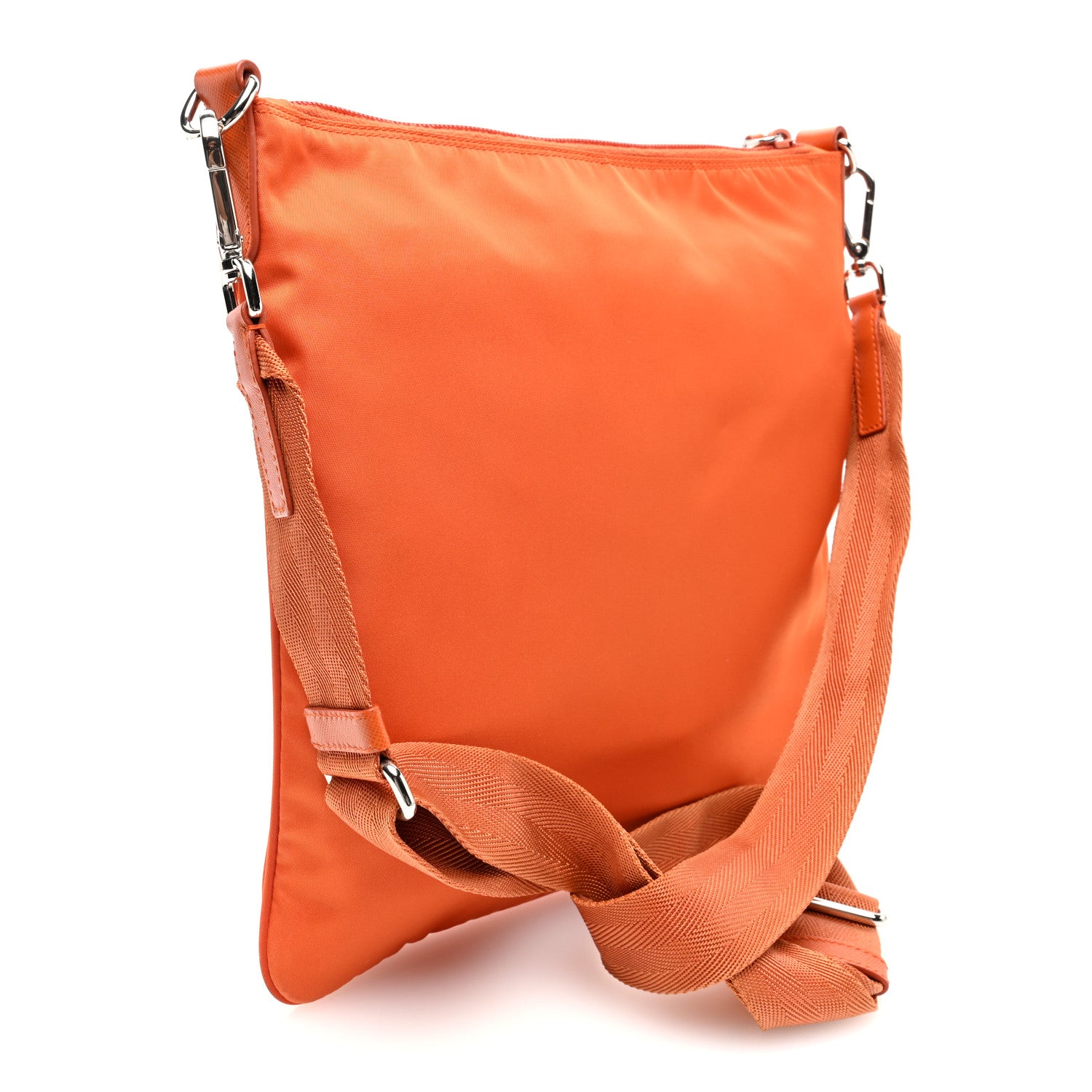 Prada Tessuto Nylon Saffiano Flat Messenger Bag Papaya 3 of 9