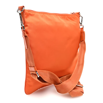 Prada Tessuto Nylon Saffiano Flat Messenger Bag Papaya 3 of 9
