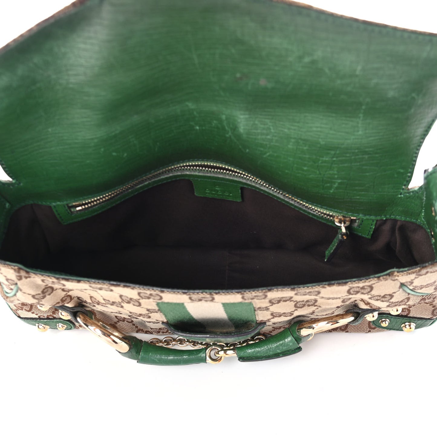 Monogram Horsebit Web Flap Bag Green