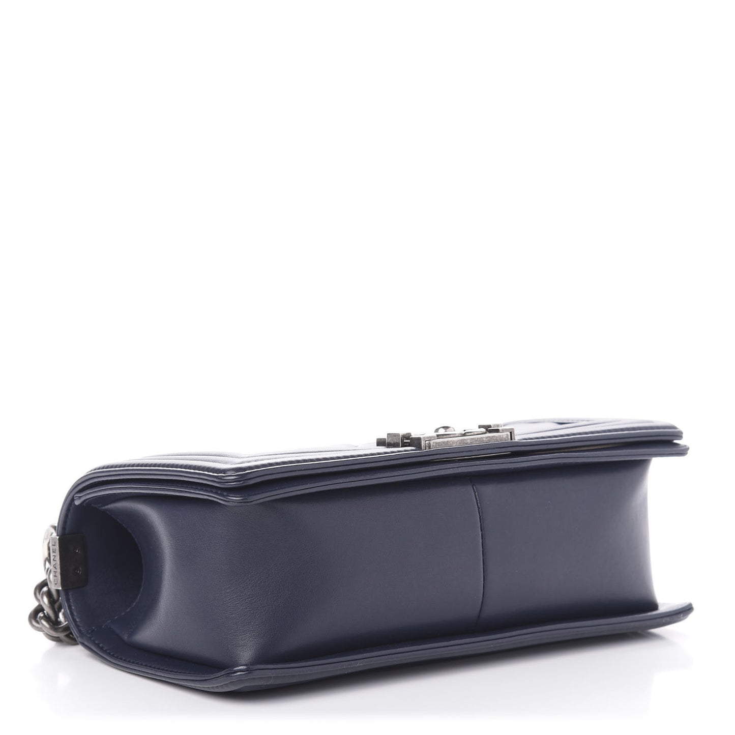 Calfskin Quilted Medium Boy Flap Dark Blue