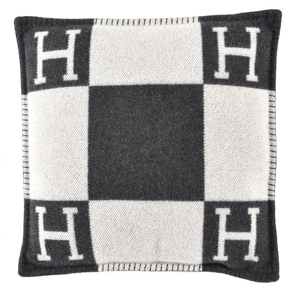 Hermes Wool Cashmere Avalon Pillow PM Ecru Gris Fonce 1 of 3