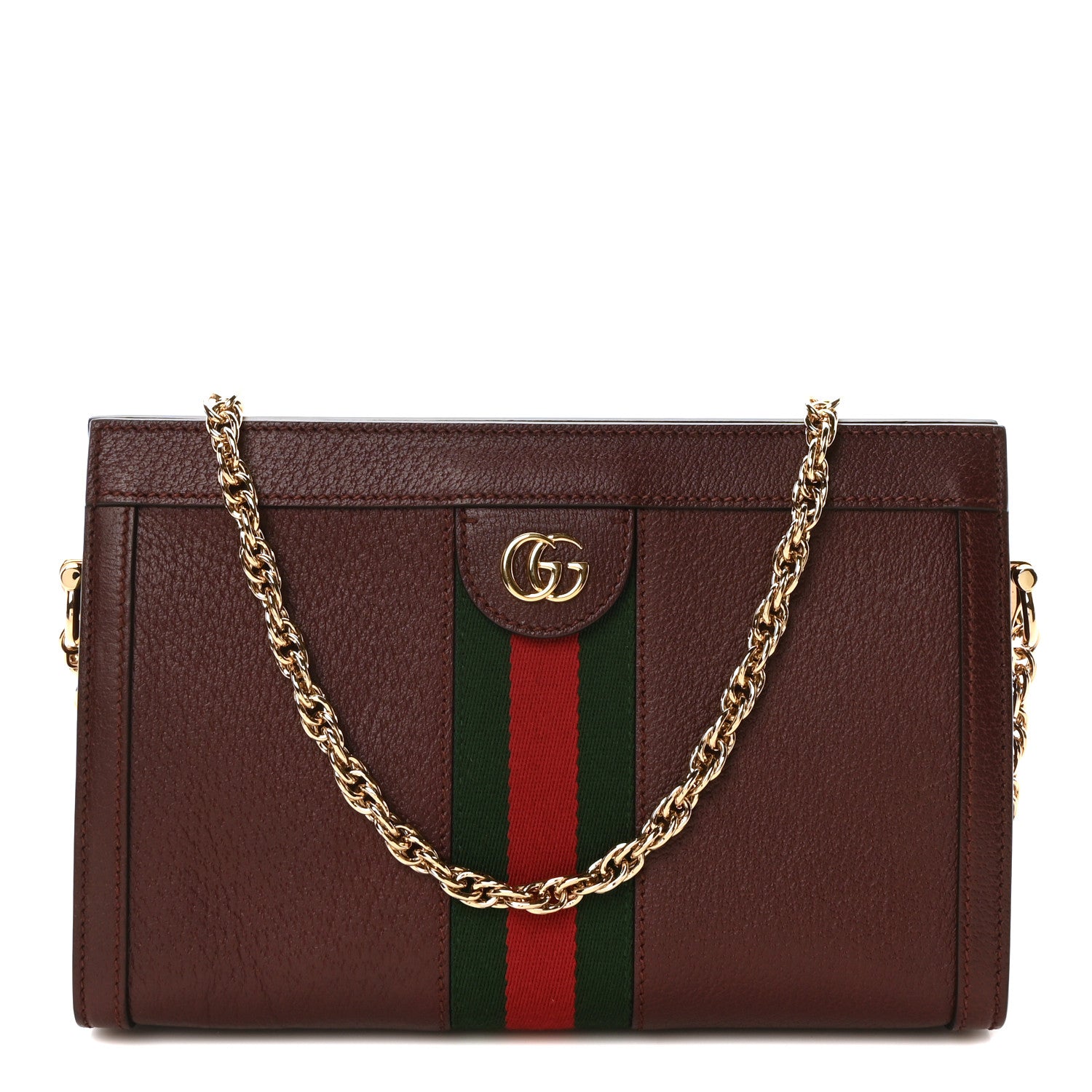 Gucci Calfskin GG Web Small Ophidia Chain Shoulder Bag Vintage Bordeaux 1 of 10