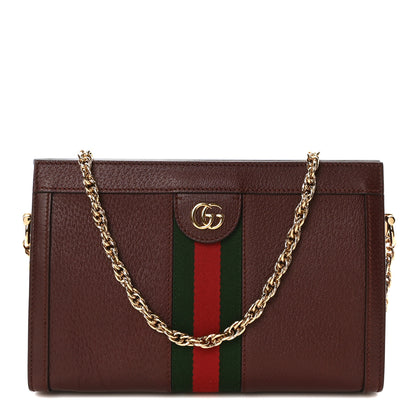 Gucci Calfskin GG Web Small Ophidia Chain Shoulder Bag Vintage Bordeaux 1 of 10
