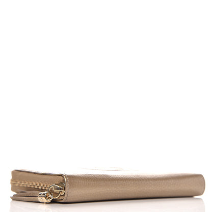 Gucci Metallic Pebbled Calfskin Soho Zip Around Wallet Golden Beige 4 of 8