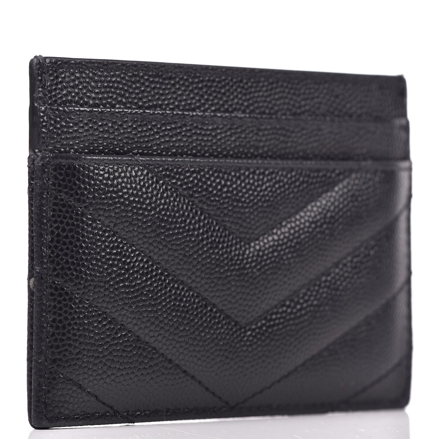 Grain De Poudre Matelasse Chevron Monogram Credit Card Case Black