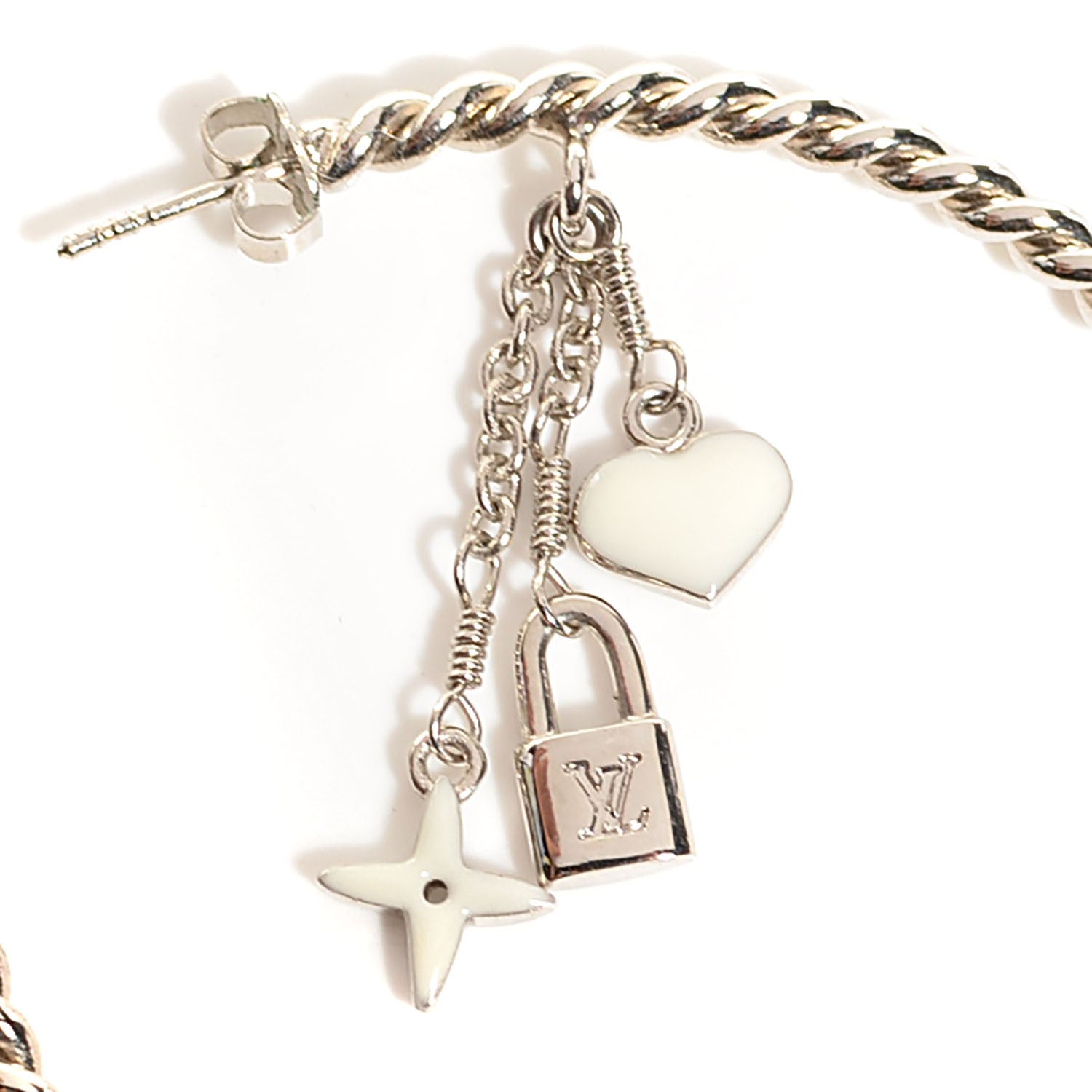 Louis Vuitton Sweet Monogram Creole Hoop Earring Silver 3 of 3