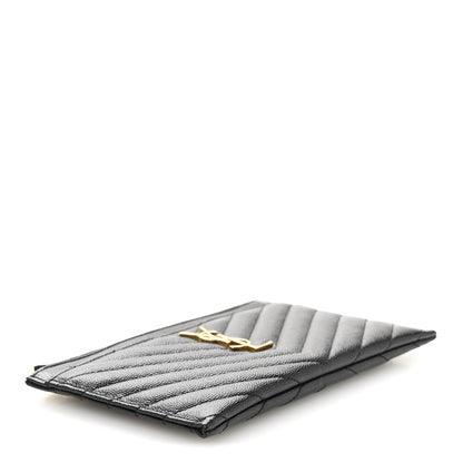 Saint Laurent Grain De Poudre Chevron Monogram Bill Pouch Black 4 of 9