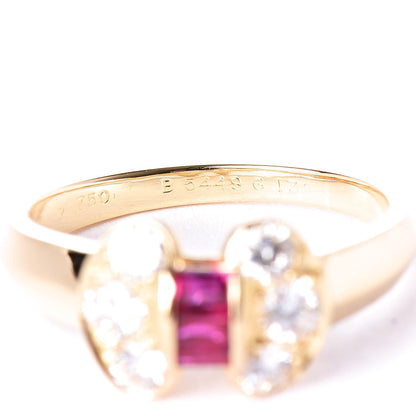 Van Cleef & Arpels 18K Yellow Gold Diamond Ruby Celestine Ring 49 5 5 of 5