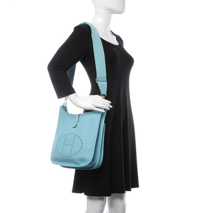 Hermes Taurillon Clemence Evelyne III PM Bleu Atoll 2 of 10