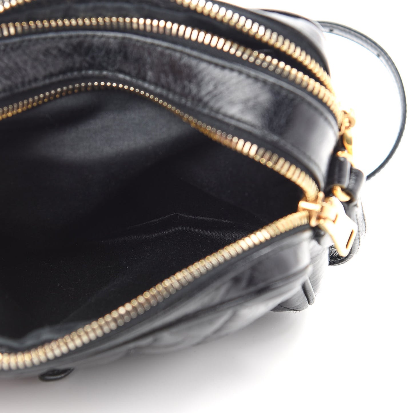 Vitello Shine Quilted Camera Bag Black