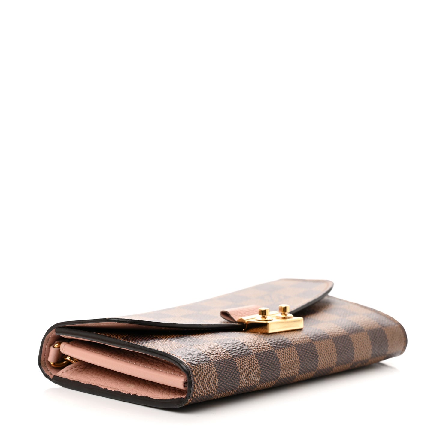 Damier Ebene Croisette Chain Wallet Rose Ballerine