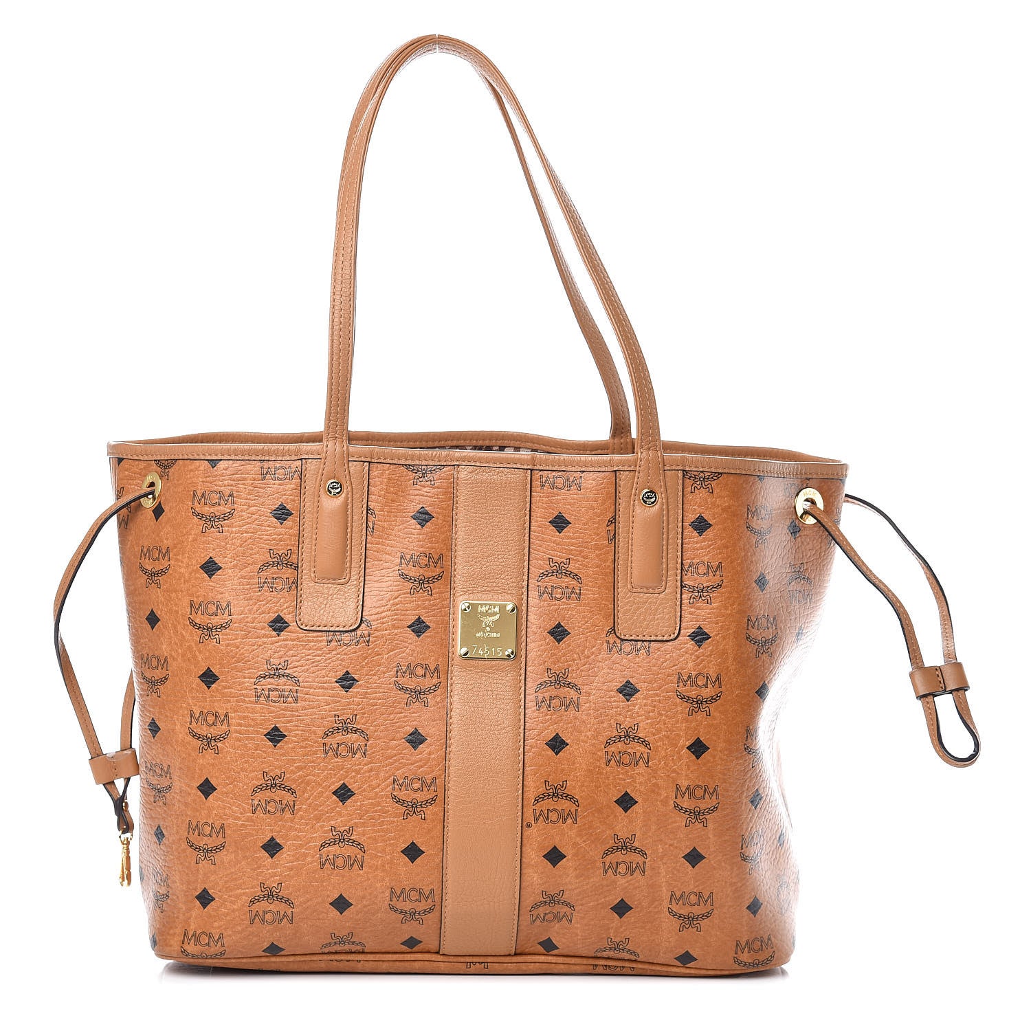 MCM Visetos Medium Liz Reversible Shopper Tote Cognac 3 of 15