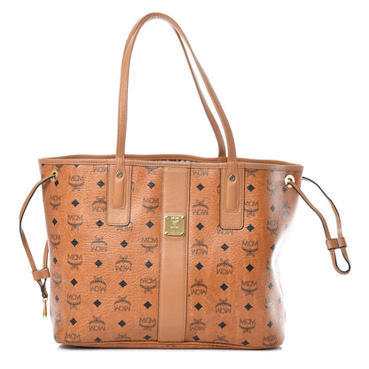 MCM Visetos Medium Liz Reversible Shopper Tote Cognac 3 of 15