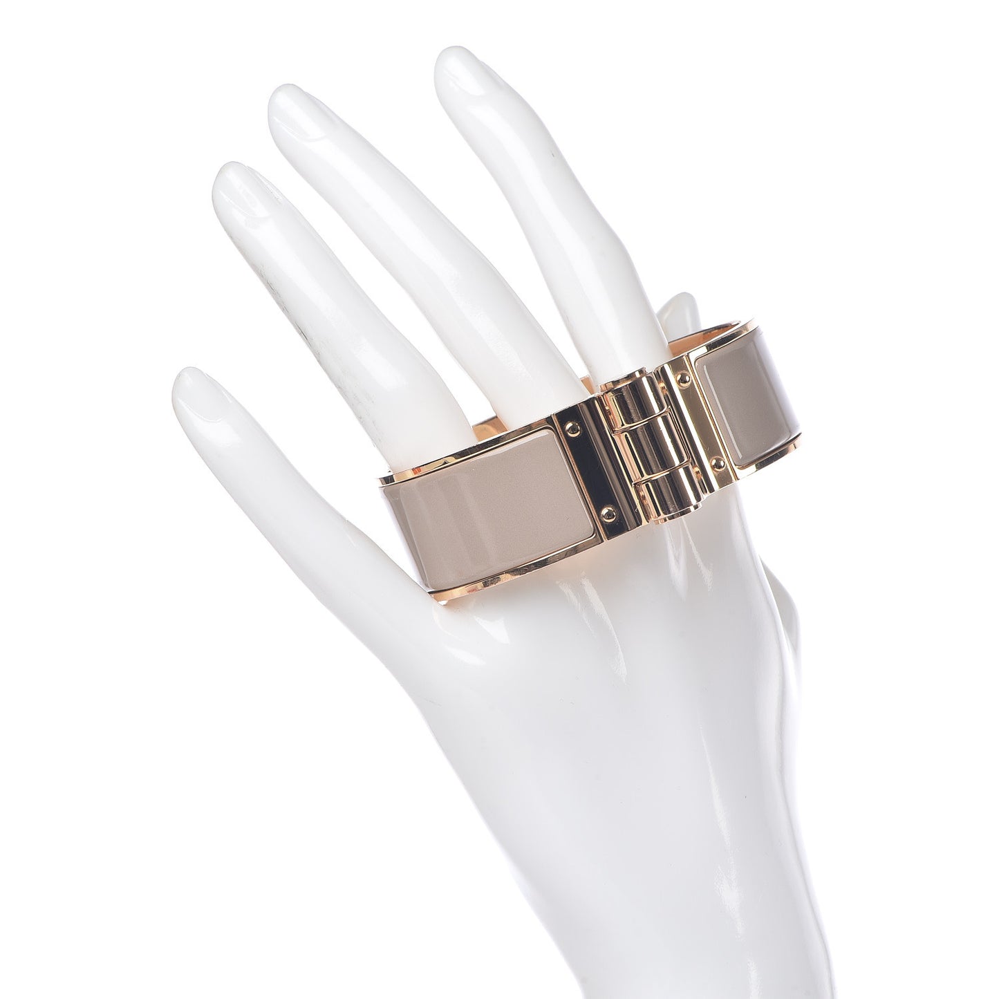 Enamel Charniere Uni Wide Hinged Bracelet M Marron Glace