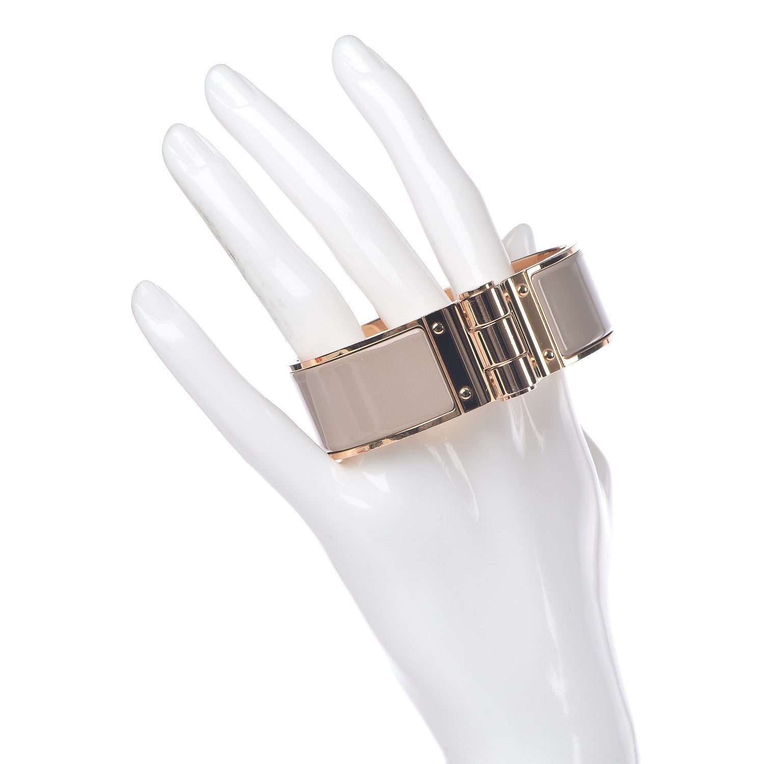 Hermes Enamel Charniere Uni Wide Hinged Bracelet M Marron Glace 2 of 6