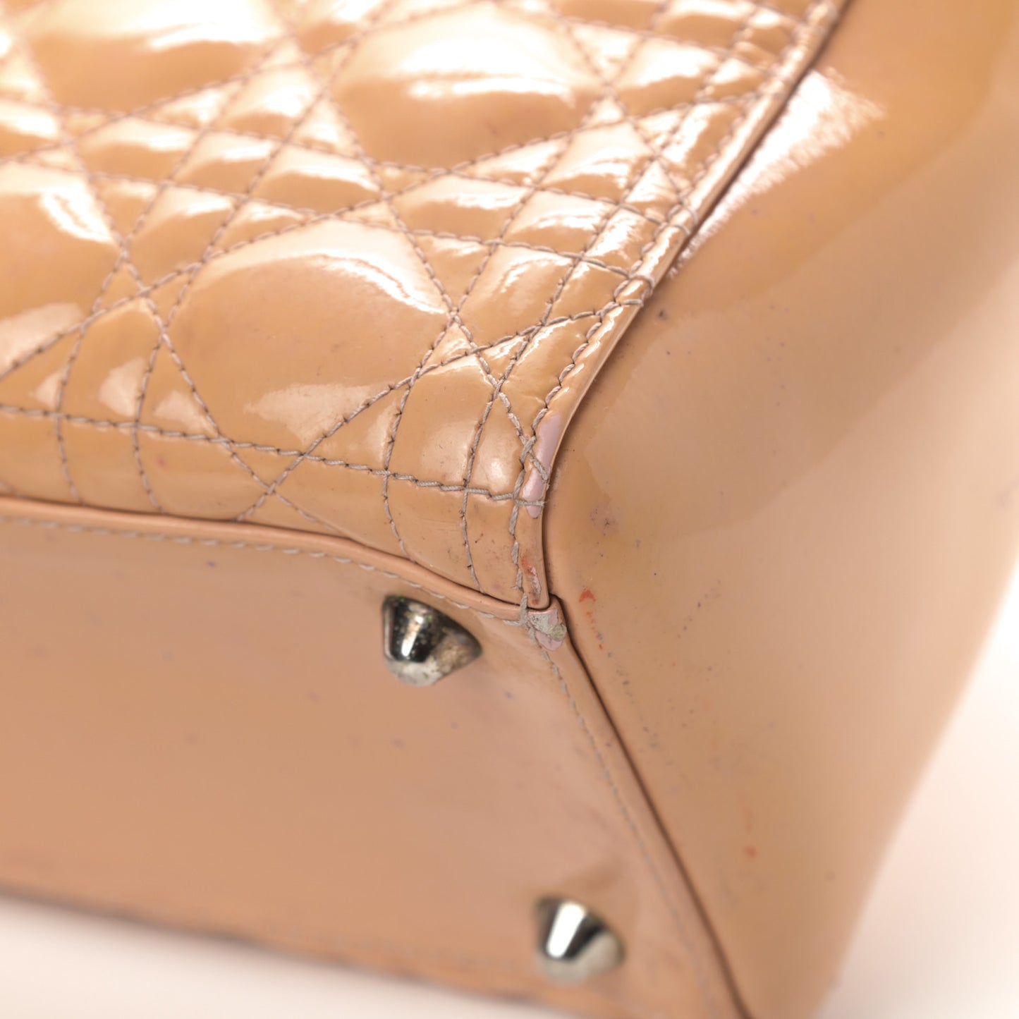 Patent Cannage Large Lady Dior Beige