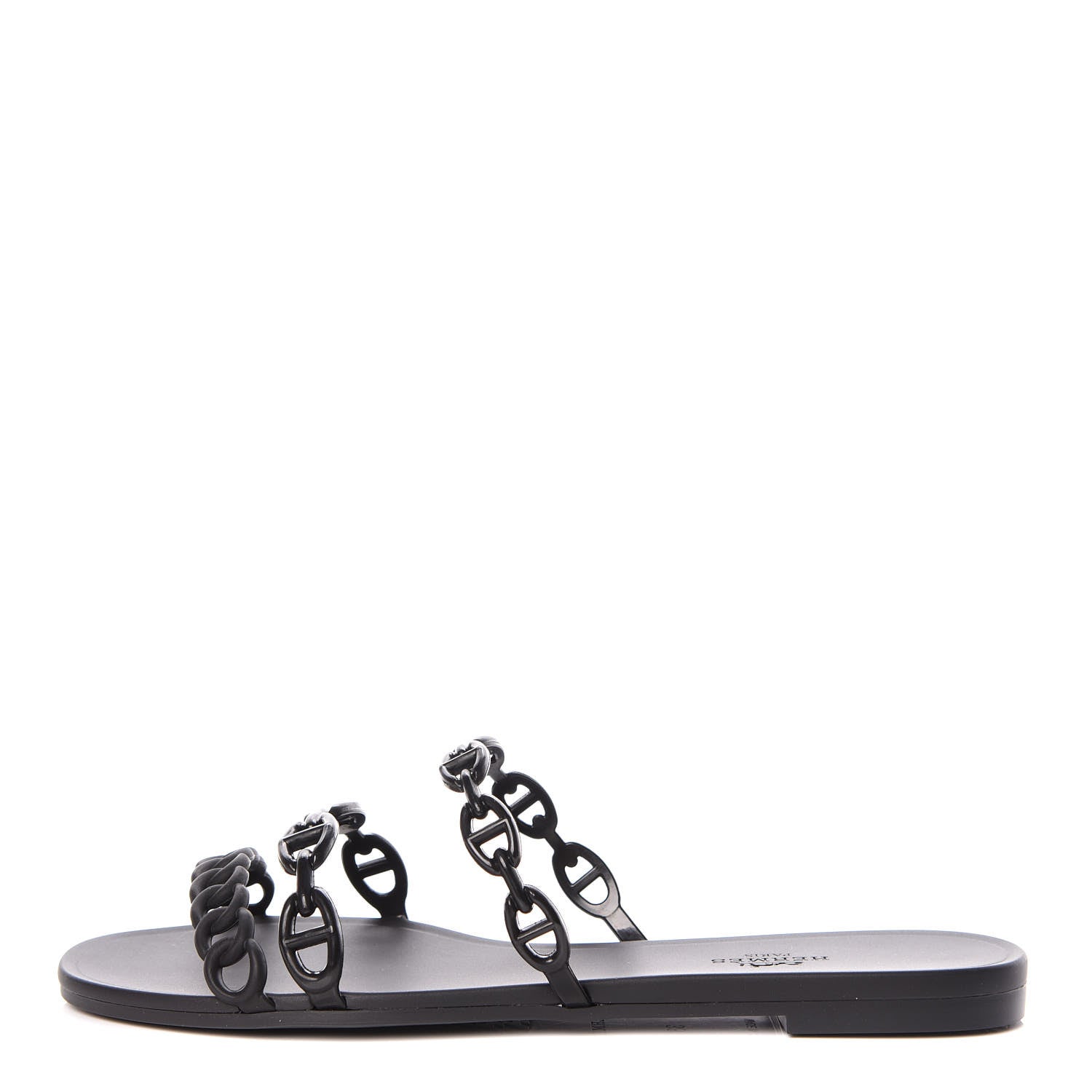 Hermes Rubber Chaine d'Ancre Rivage Sandals 38 Black 1 of 8