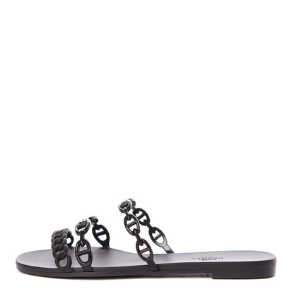 Hermes Rubber Chaine d'Ancre Rivage Sandals 38 Black 1 of 8