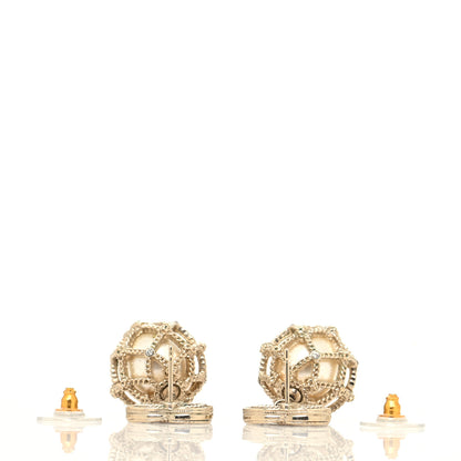 Chanel Pearl Caged CC Drop Earrings Gold 3 of 5