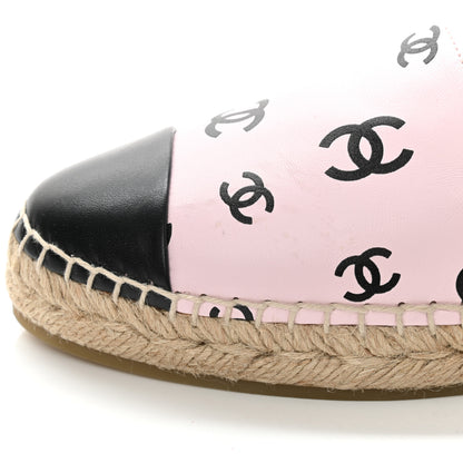 Chanel Lambskin Printed CC Espadrilles 37 Light Pink Black 10 of 11
