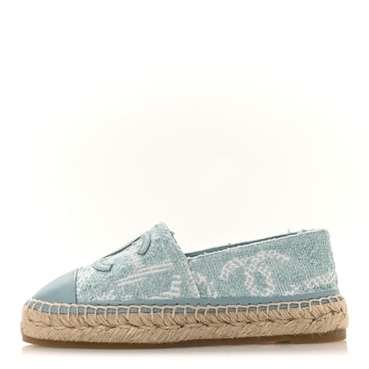 Chanel Mixed Fibers Jacquard Lambskin CC Espadrilles 36 Turquoise White 1 of 9