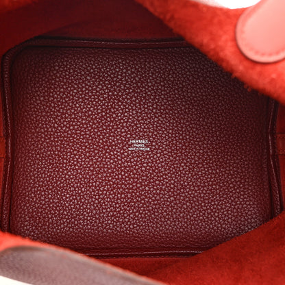 Hermes Taurillon Clemence Swift Picotin Lock 22 MM Rouge H Brique 5 of 10