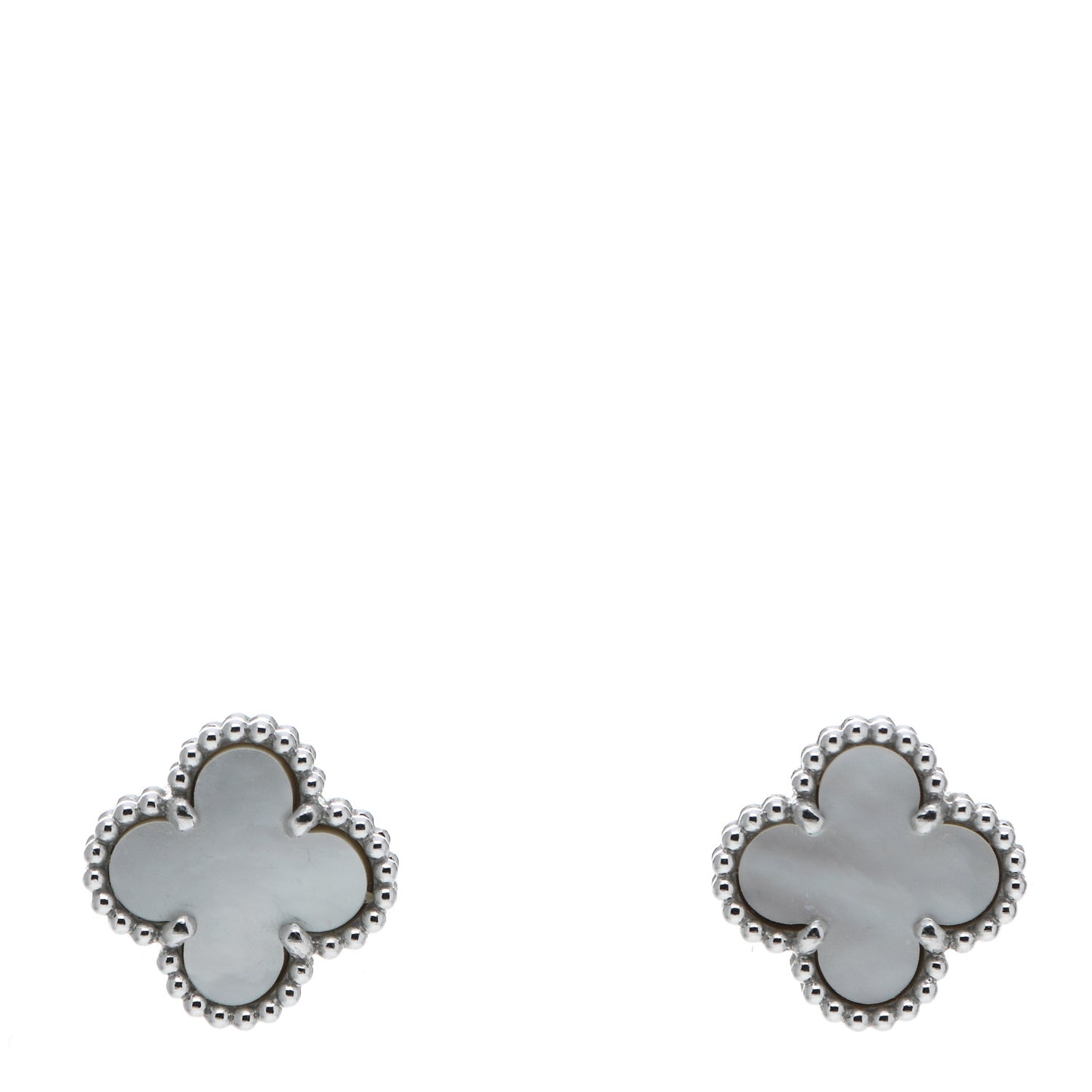 18K White Gold Mother of Pearl Sweet Alhambra Earrings