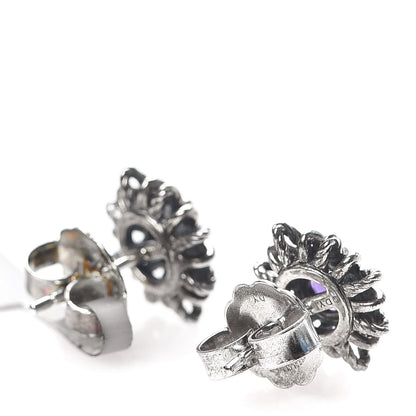 David Yurman Sterling Silver Pave Diamond Amethyst 12mm Starburst Earrings 3 of 5