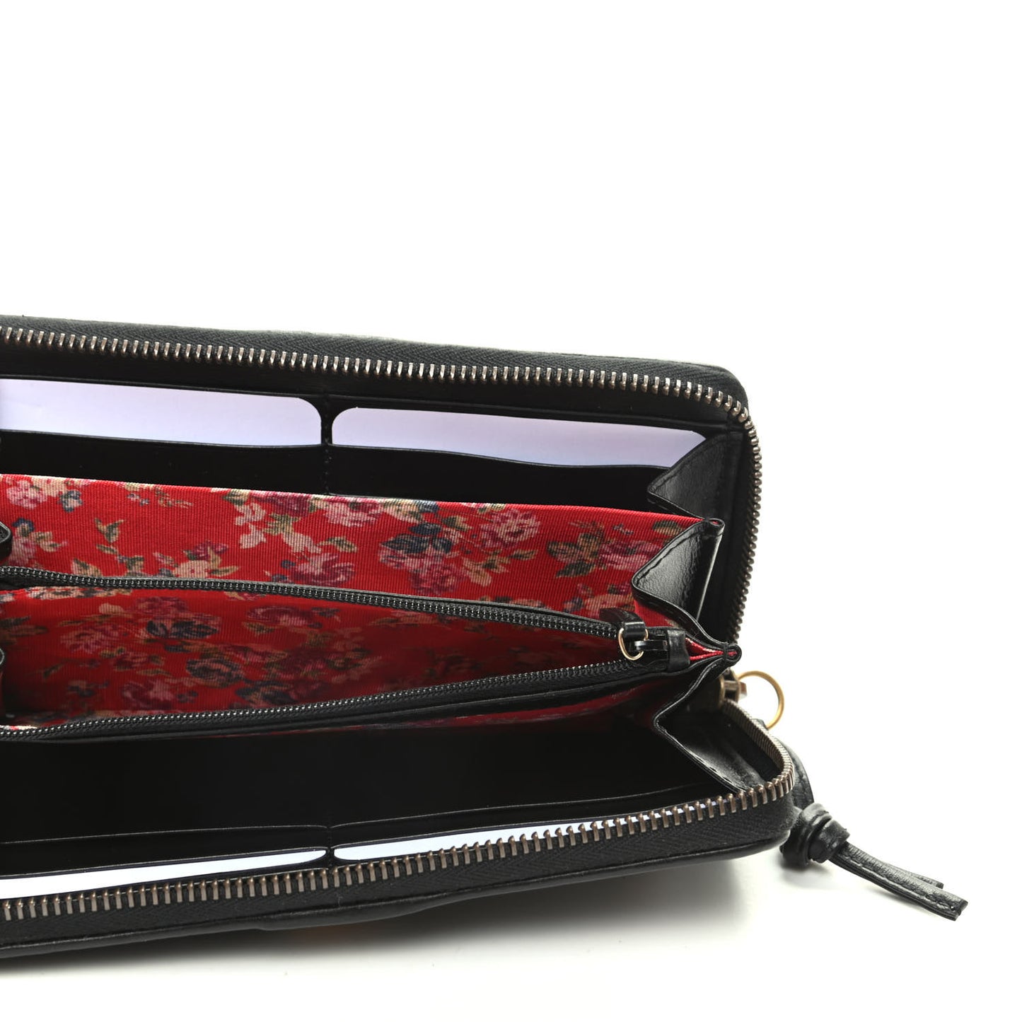 Calfskin Web Trapuntata GG Zip Around Wallet Black