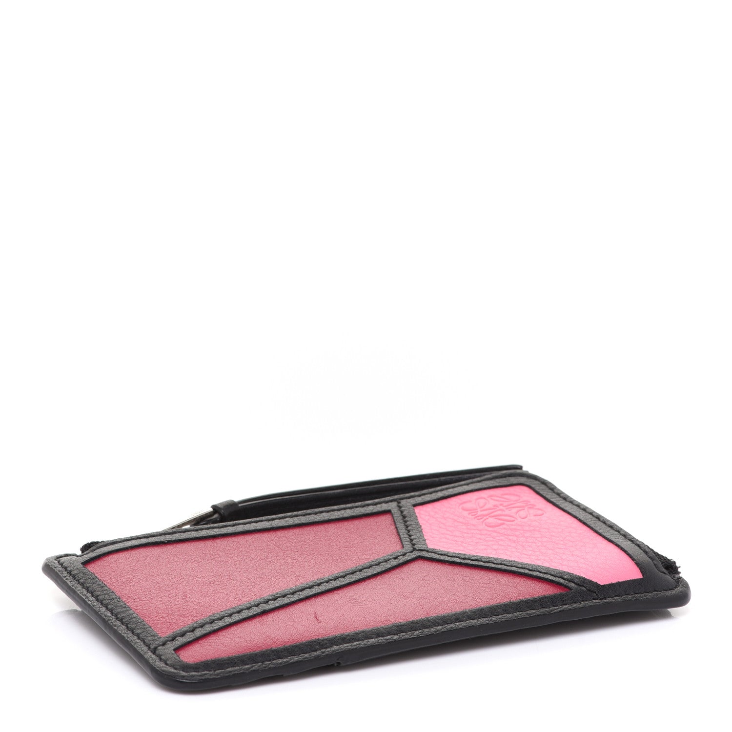 Loewe Calfskin Puzzle Colorblock Coin Card Holder Wild Rose Raspberry 4 of 7