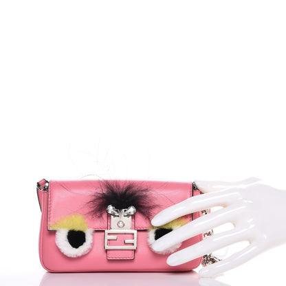 Fendi Nappa Rabbit Fox Fur Micro Buggie Baguette Rosa Fluo Multicolor 3 of 9
