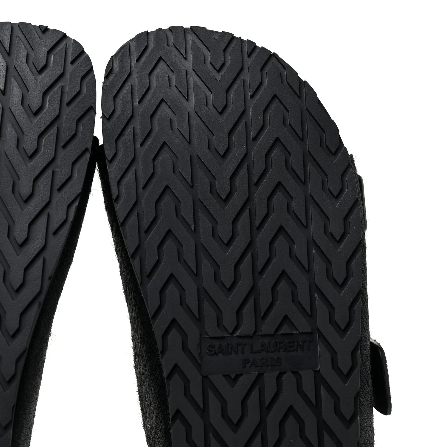 Saint Laurent Calf Hair Jimmy Cross Slides 38.5 Black 7 of 12