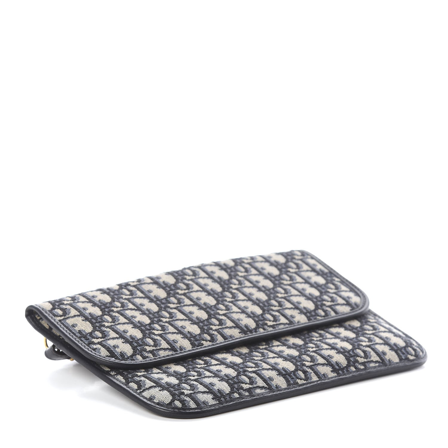 Christian Dior Oblique Flap Pouch Clutch Blue 3 of 5