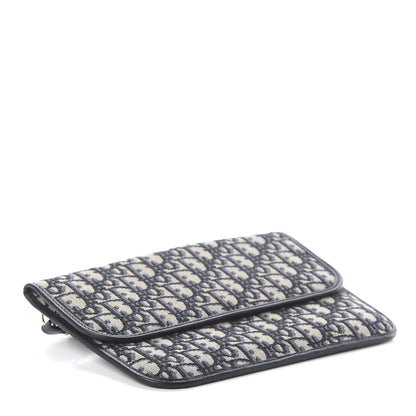 Christian Dior Oblique Flap Pouch Clutch Blue 3 of 5