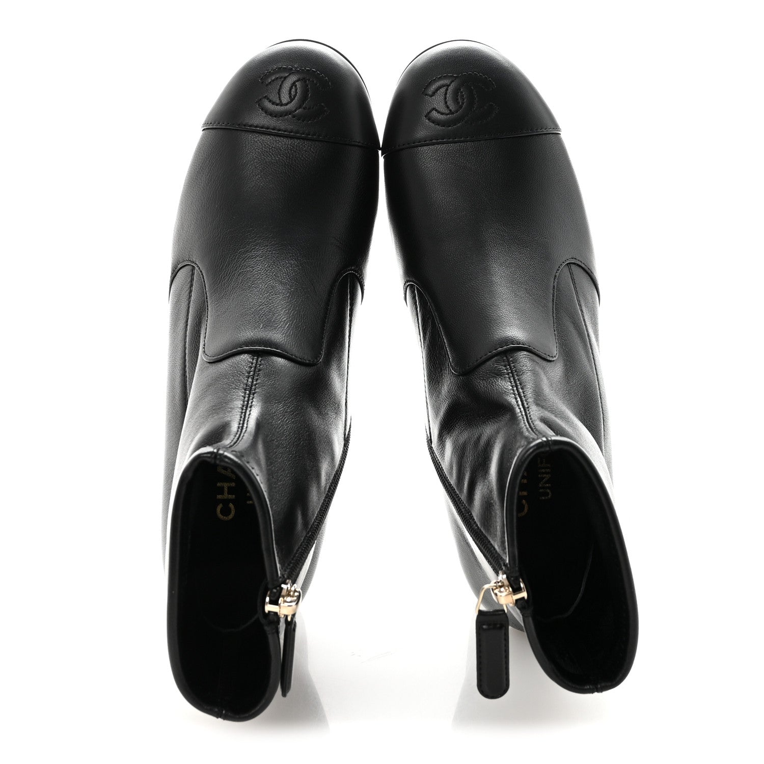 Chanel Stretch Lambskin Cap Toe CC Short Boots 35 Black 2 of 10