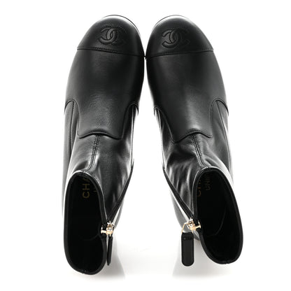 Chanel Stretch Lambskin Cap Toe CC Short Boots 35 Black 2 of 10