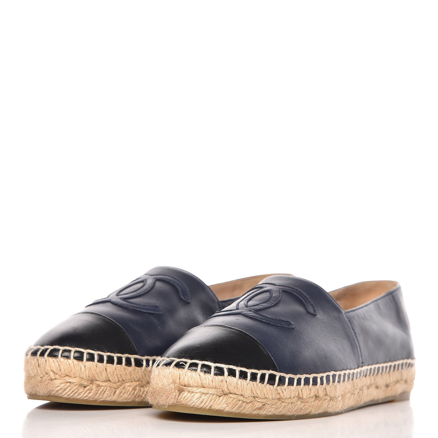 Chanel Lambskin CC Espadrilles 39 Navy Black 2 of 13