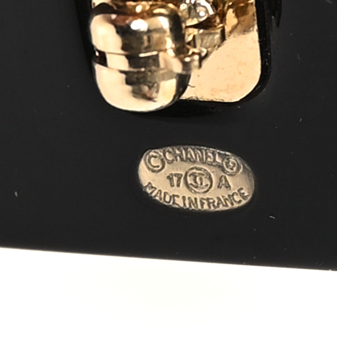 Chanel Resin Strass Perfume Bottle CC Brooch Black Gold 3 of 4