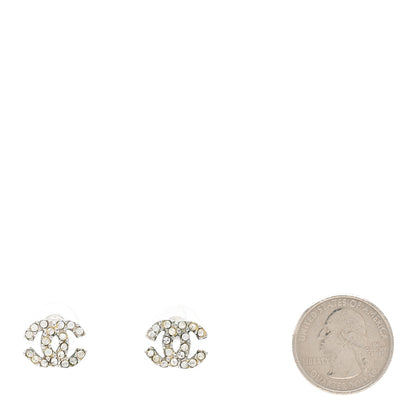 Chanel Crystal Timeless CC Earrings Silver 2 of 5