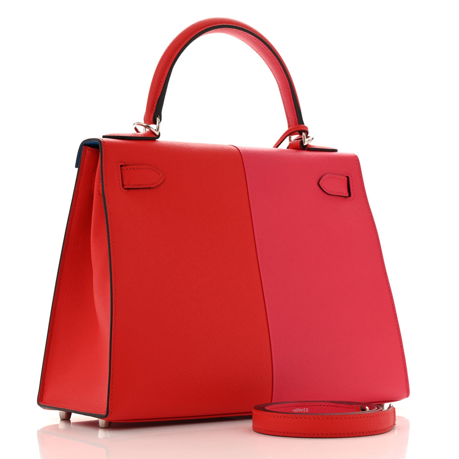 Hermes Epsom Casaque Kelly Sellier 28 Rouge Coeur Rose Extreme Bleu Zanzibar 3 of 12