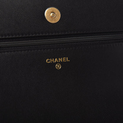 Chanel Calfskin Quilted Pearl Wallet On Chain WOC Black 11 of 19
