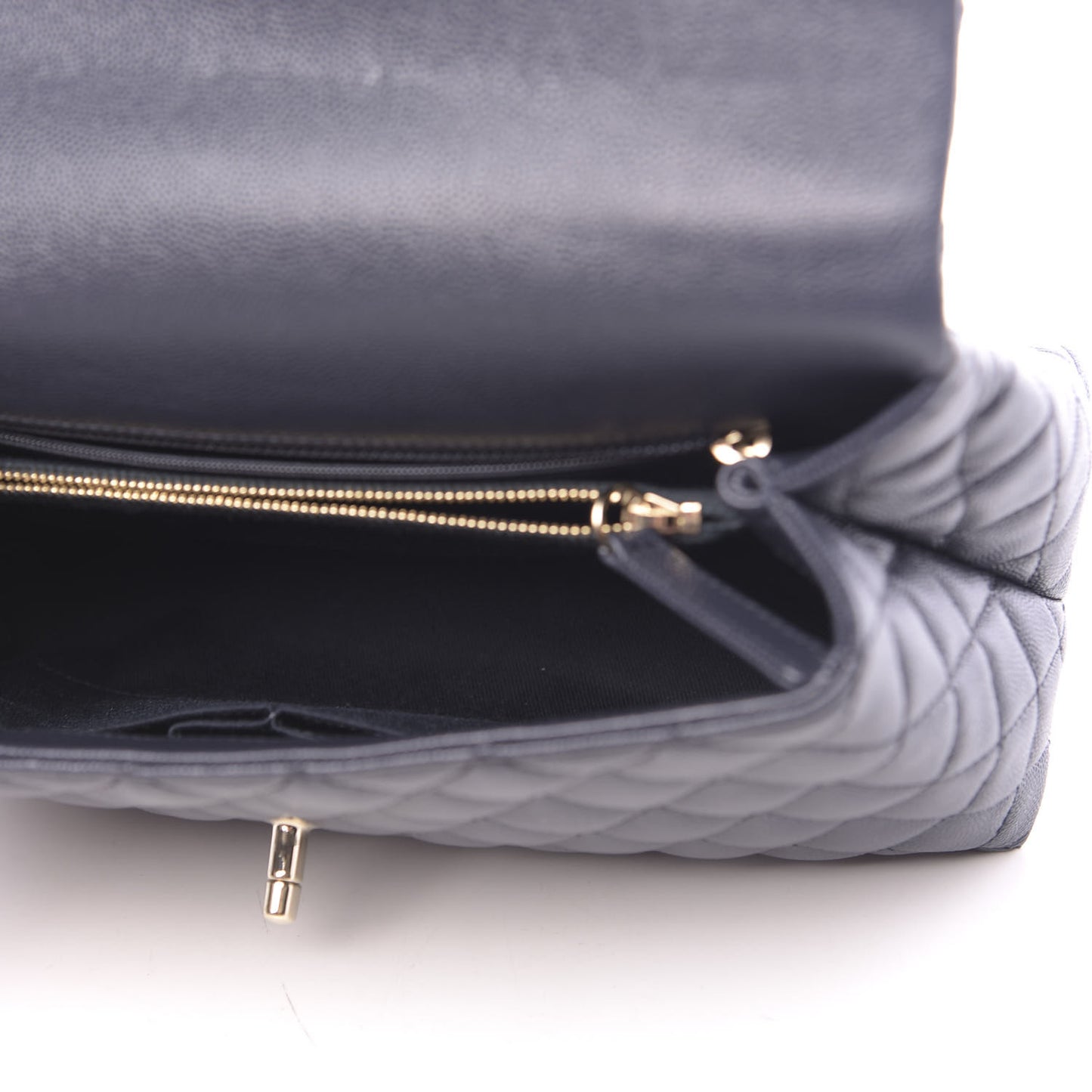 Caviar Quilted Small Coco Handle Flap Navy