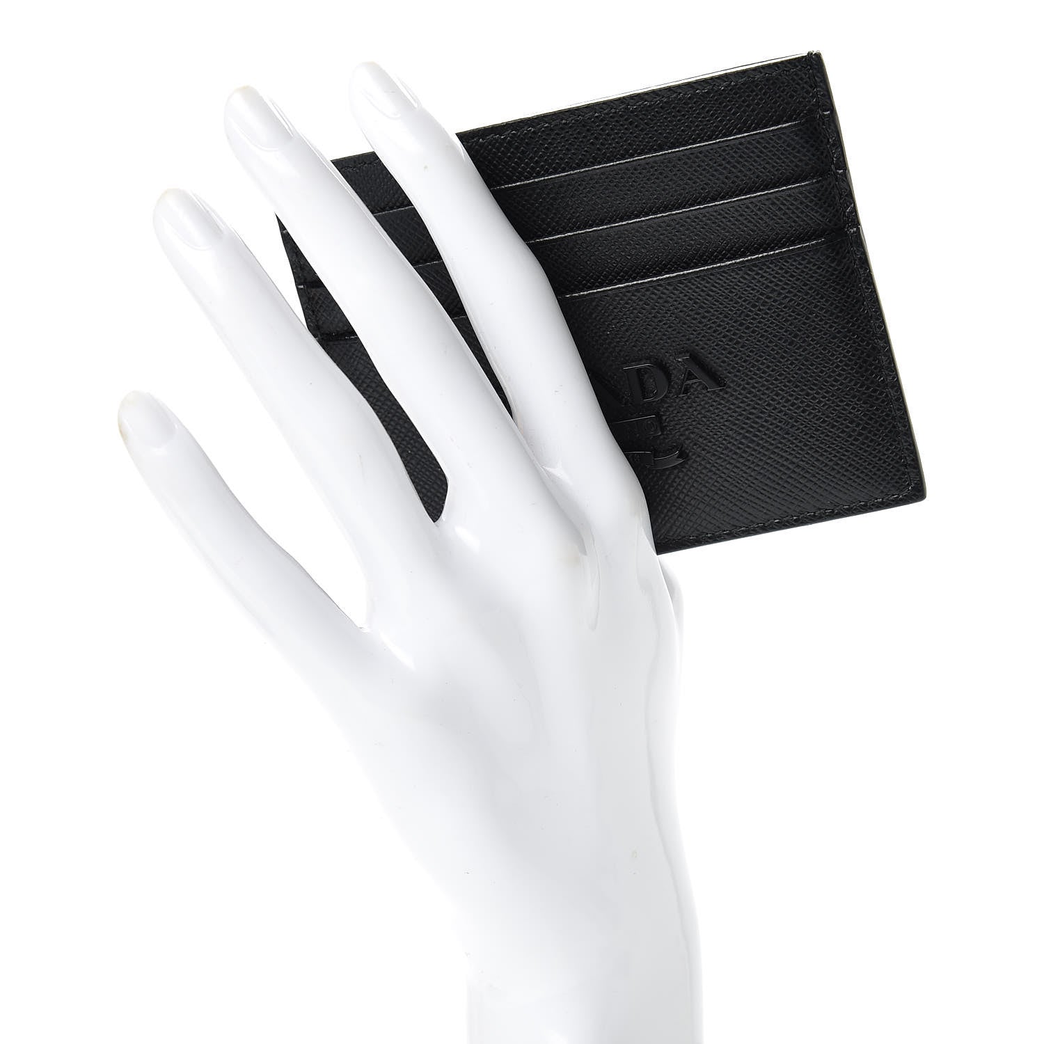 Prada Saffiano Shine Monochrome Card Holder Black 2 of 9